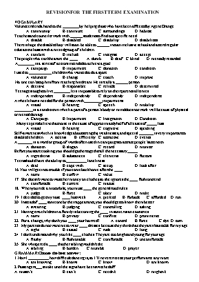 Revision for the first term examination English 11